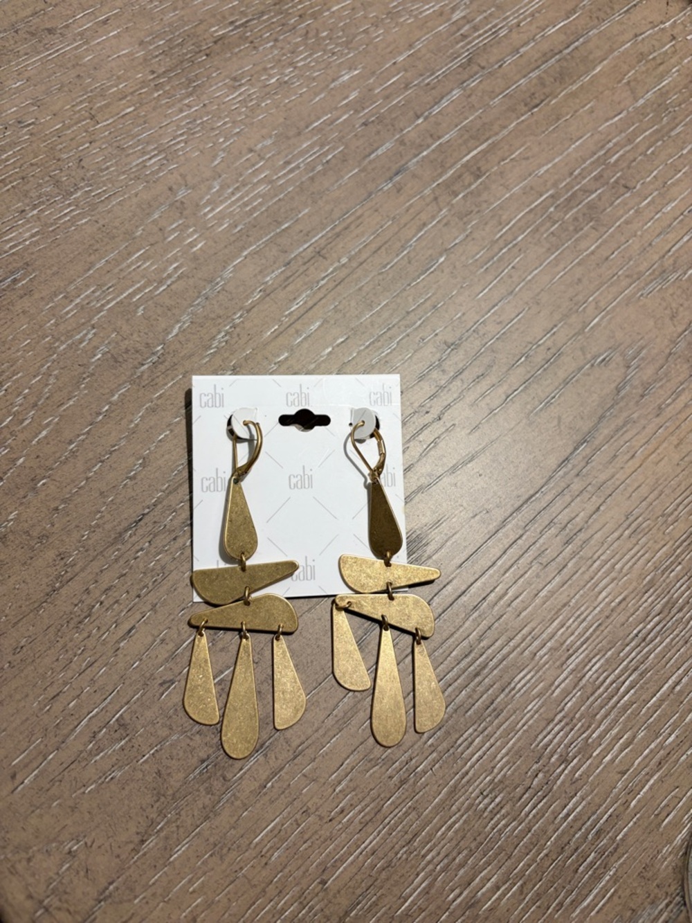 CAbi Brushed Gold Multi-Drop Chandelier Earrings